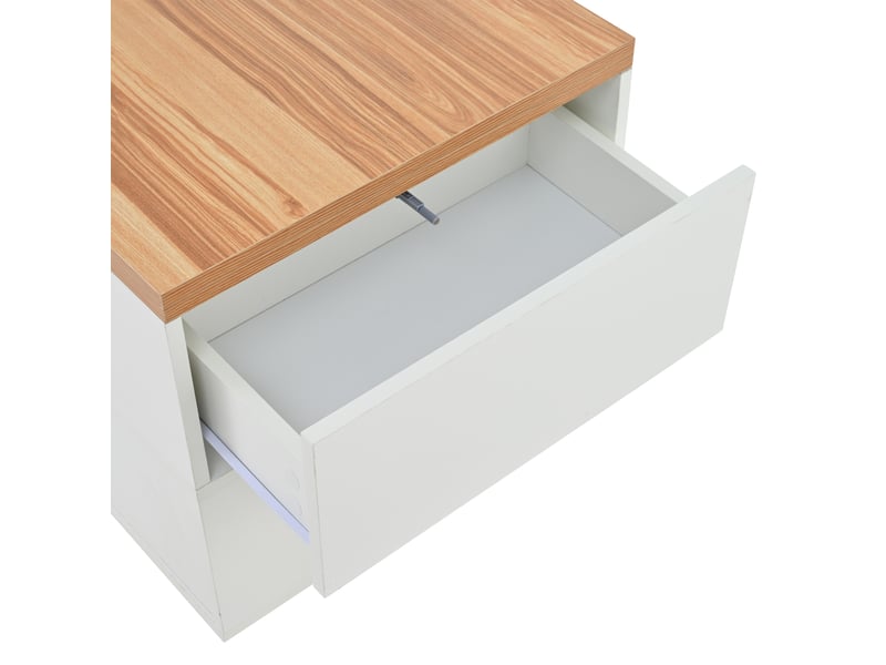 Table basse relevable 4 roulettes 4 tiroirs réglable hauteur rangement multifonctionnelle blanc chêne  - Conforama W