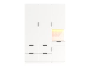 Armoire blanche 4 portes avec led et prise - armoire penderie 135x50x200 cm avec 5 tiroirs