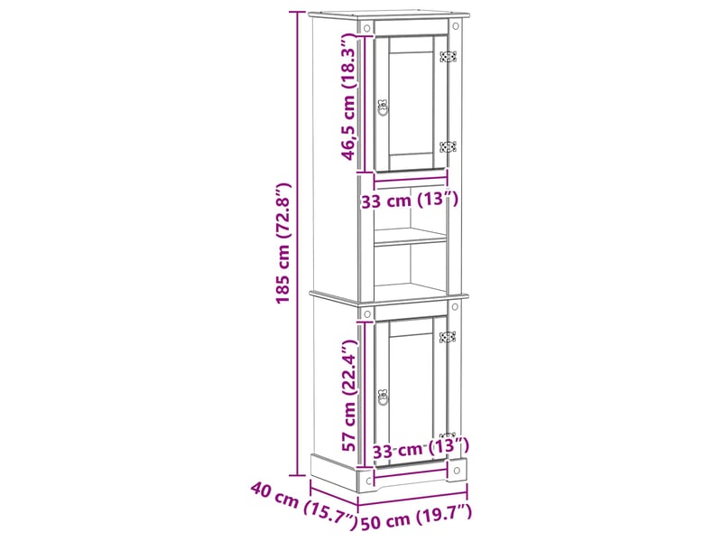  Cabinet de salle de bain, armoire salle de bain blanc 50 x 40 x 185 cm pin massif cf65240  - Conforama E