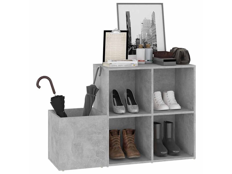  Meuble à chaussure, armoire à chaussures d’entrée gris béton bois ingénierie  - Conforama D