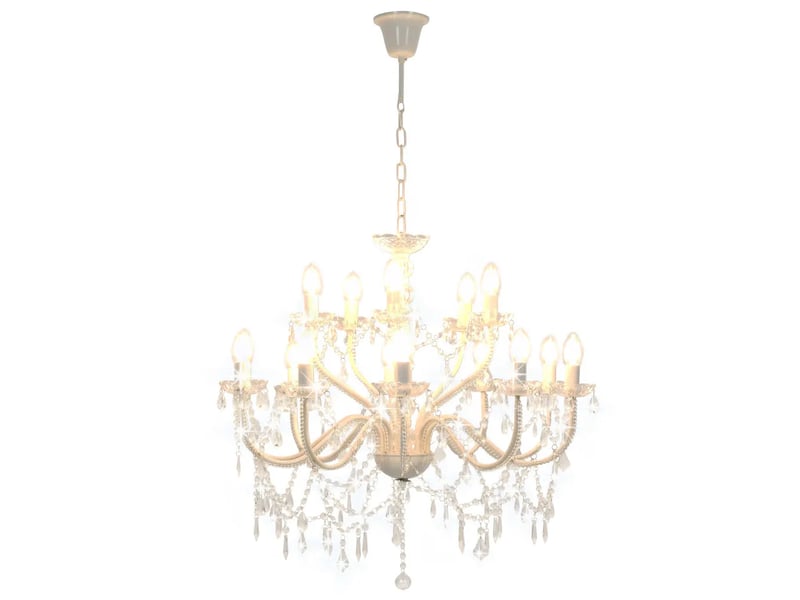  Lustre classique 80 x 74 cm ambiance élégante 15 ampoules e14 en métal blanc 02_0046418  - Conforama C