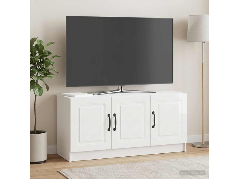  Meuble tv - banc tv - meuble de rangement blanc brillant 99 x 34,5 x 47 cm bois d'ingénierie  - Conforama D