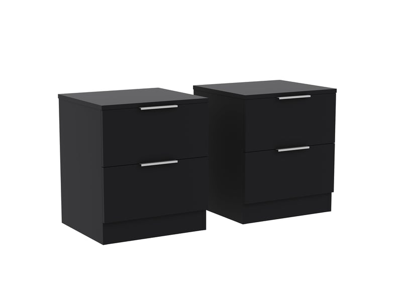  Table de chevet trega 2 tiroirs, commode de nuit, chambre, set de 2, 41x39x28cm, noir 3332095 - Conforama A