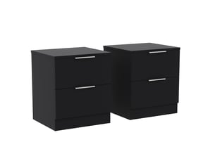 Table de chevet trega 2 tiroirs, commode de nuit, chambre, set de 2, 41x39x28cm, noir