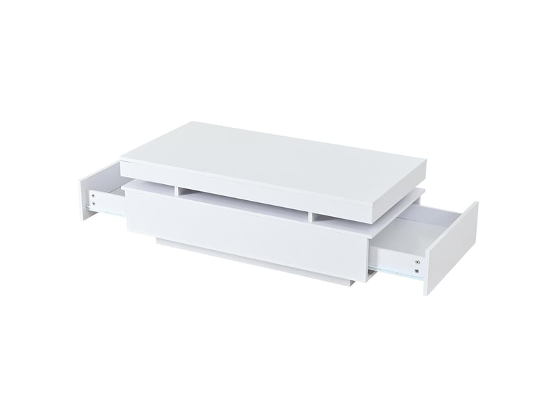 Table basse salon 2 tiroirs appoint led brillante thé blanc  - Conforama A