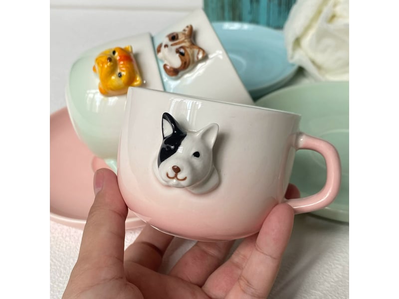  Ensemble tasse et soucoupe en céramique, raton laveur  - Conforama E