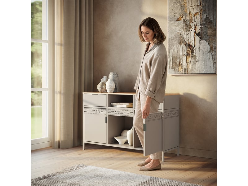  Vicco commode, grègechêne doré, 121x75.5cm  - Conforama E