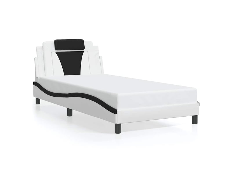 Lit simple- lit adulte - cadre de lit viana sans matelas blanc et noir 100x200 cm similicuir - Conforama A