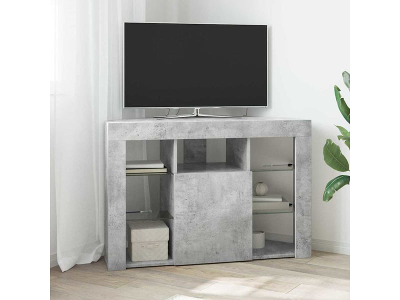 Meuble tv led d'angle 100x40x68cm gris béton bois d'ingénierie - Conforama B