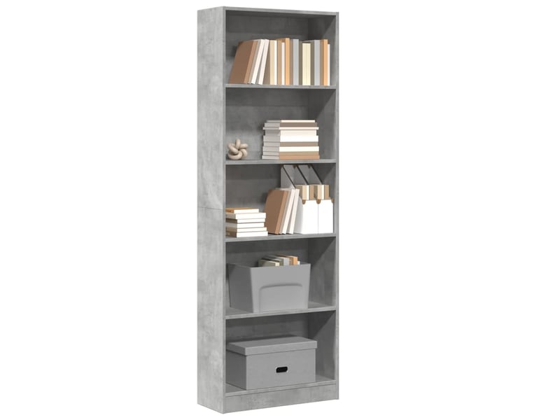  Bibliothèque, meuble de rangement salon gris béton 60x24x176 cm bois d'ingénierie  - Conforama B