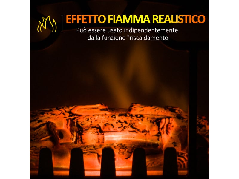  Cheminée électrique avec effet flamme, thermostat réglable, 9251850 w, 36 x 25,5 x 41,5 cm  - Conforama W