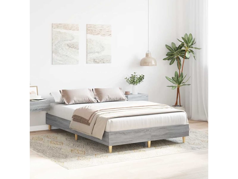  Lit double- lit adulte -  cadre de lit sans matelas sonoma gris 135x190 cm  - Conforama B