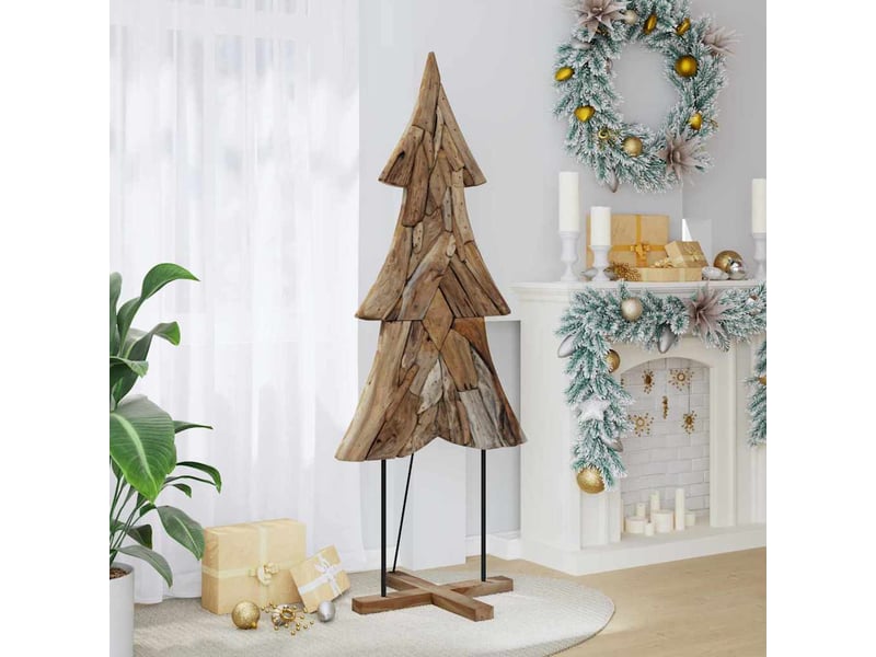  Sapin de noël, arbre de noël avec support marron 181,5 cm bois de teck solide  - Conforama C