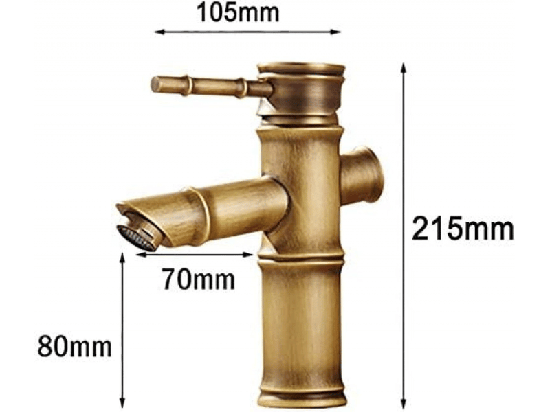  Robinet de salle de bain en bambou antique, robinet à poignée unique en laiton, robinet de lavabo en bambou, profil bas  - Conforama D