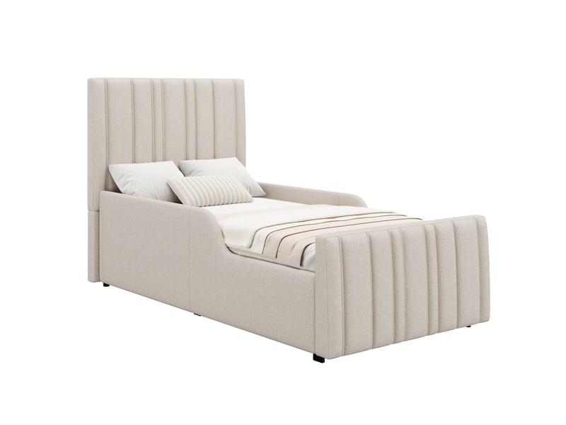  Lit enfant 90x200 cm avec rangement et coffre hydraulique, beige, hauteur 102 cm N634U0043B - Conforama A