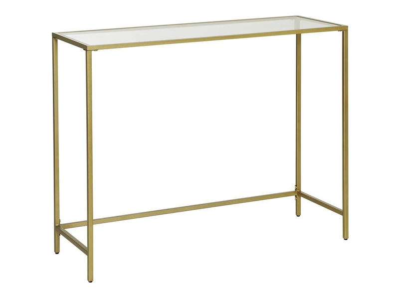  Console de salon moderne dorée avec plateau en verre  - Conforama A