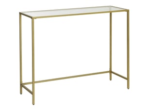 Console de salon moderne dorée avec plateau en verre