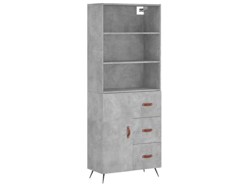  Buffet haut - bahut - meuble de rangement gris béton 69,5x34x180 cm bois d'ingénierie  - Conforama A