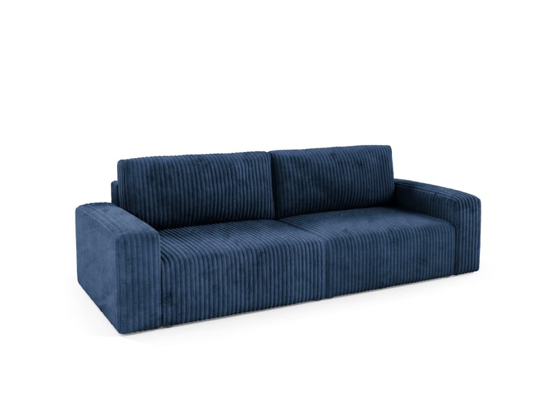 Canapé convertible 4 places en velours côtelé fano bleu - Conforama B