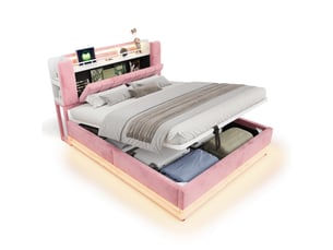 Lit coffre 160x200 cm coloris rose