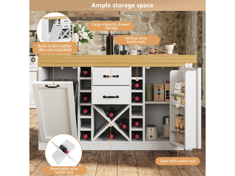  Îlot de cuisine, 120x40x73,8 cm, rangement intégré, tiroirs, en métal, bicolore cao-N620ZG260613W-conf-NEW - Conforama R