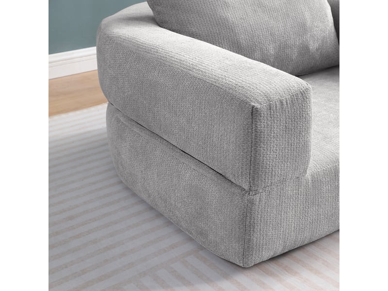  Canapé modulable convertible lit gris clair chenille design minimaliste salon  - Conforama E