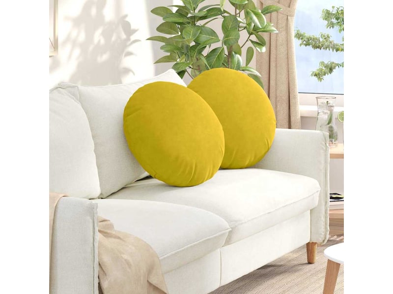  Lot de 2 coussins de siège, coussins décoratifs velours jaune ø50 x 19 cm cf59901  - Conforama B