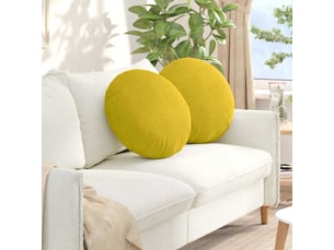 Lot de 2 coussins de siège, coussins décoratifs velours jaune ø50 x 19 cm cf59901