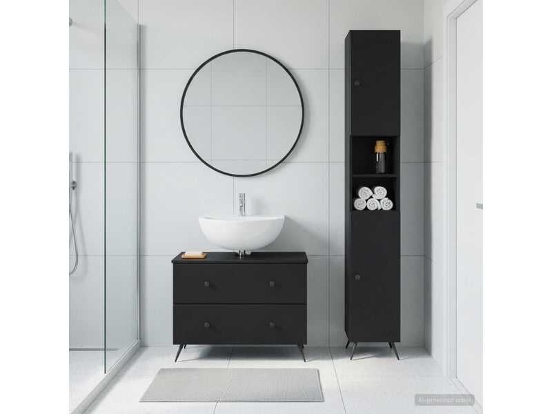 Ensemble de 2 meubles de salle de bain breda noir cf63098 - Conforama B