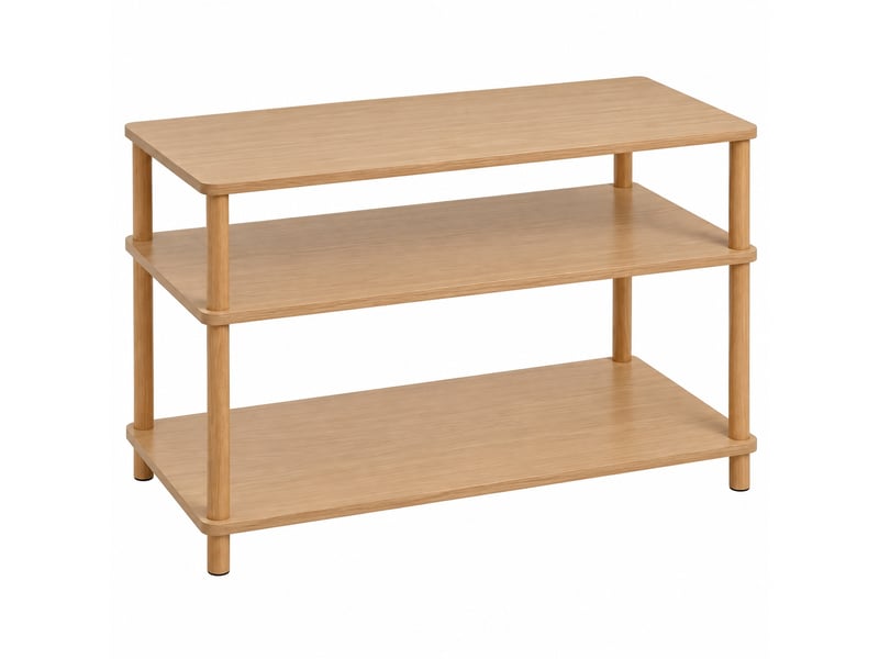  Table basse rectangulaire avec 3 plateaux, coloris bois naturel - longueur 80 x profondeur 40 x hauteur 56 cm  - Conforama A