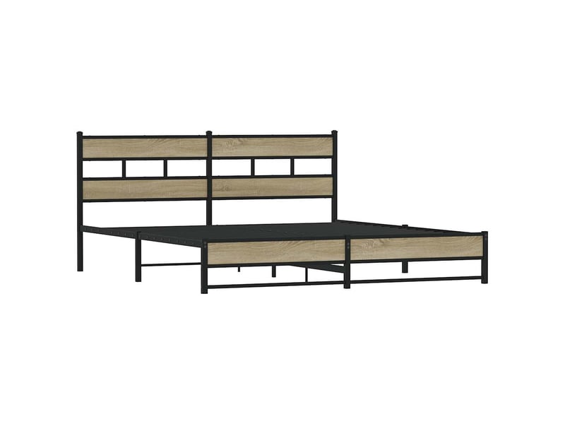  Lit double- lit adulte -  cadre de lit en métal sans matelas chêne sonoma 200x200 cm  - Conforama B