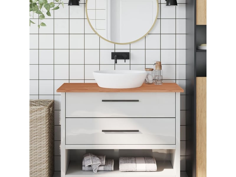  Comptoir de salle de bain, plan de travail 100x50x1,5 cm bois massif de hêtre cf65699  - Conforama B
