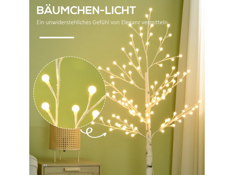  Bouleau lumineux 120 led blanc chaud, 3 niveaux, 150 cm, ip44, pour fête, mariage et noël  - Conforama D