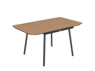 Table de jardin 140x80 cm 6 personnes pieds réglables métal teck