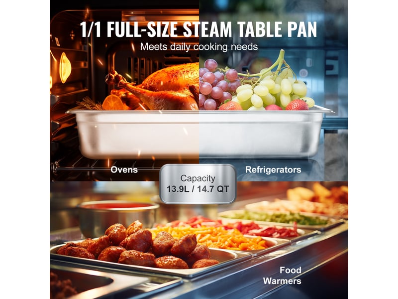  Poêle à vapeur anti-bourrage,succebuy grande taille,acier inox 0,8 mm,4 pouces de profondeur,conservation des aliments  - Conforama E