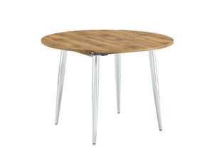 Table de salle à manger extensible ovale avec plateau arrondi et pieds métalliques antidérapants, 137 × 107 × 75 cm
