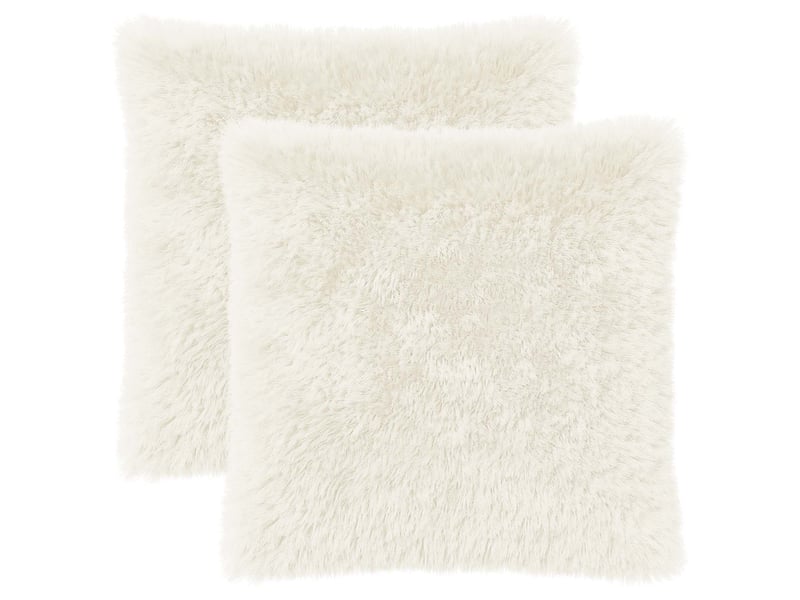  Lot de 2 coussins avec oreiller, coussins décoratifs heerlen blanc fleece pv cf50396  - Conforama A
