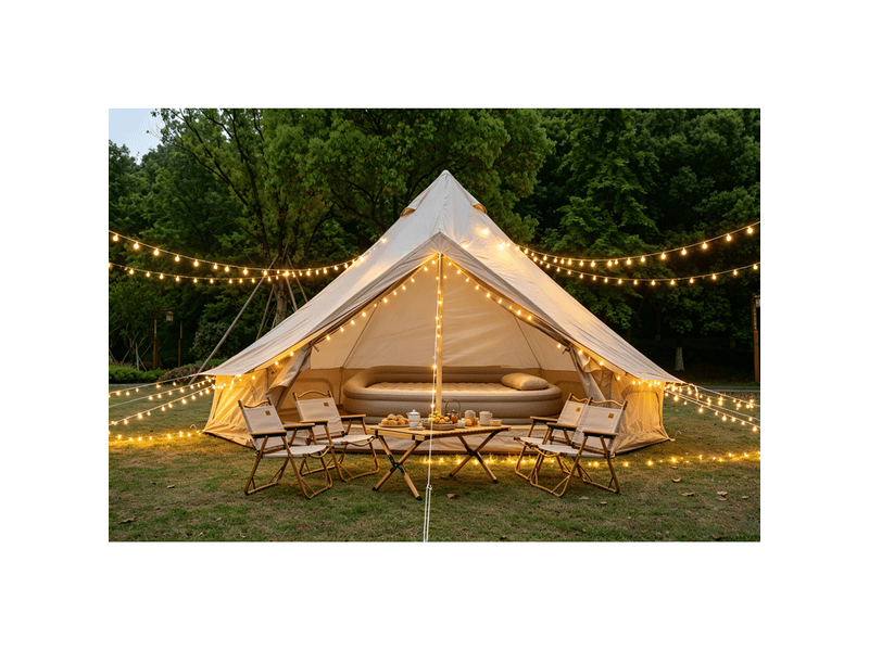 Tente cloche oxford beige 4 saisons 3-4 personnes, 9,8 ft, avec sortie pour poêle - Conforama B