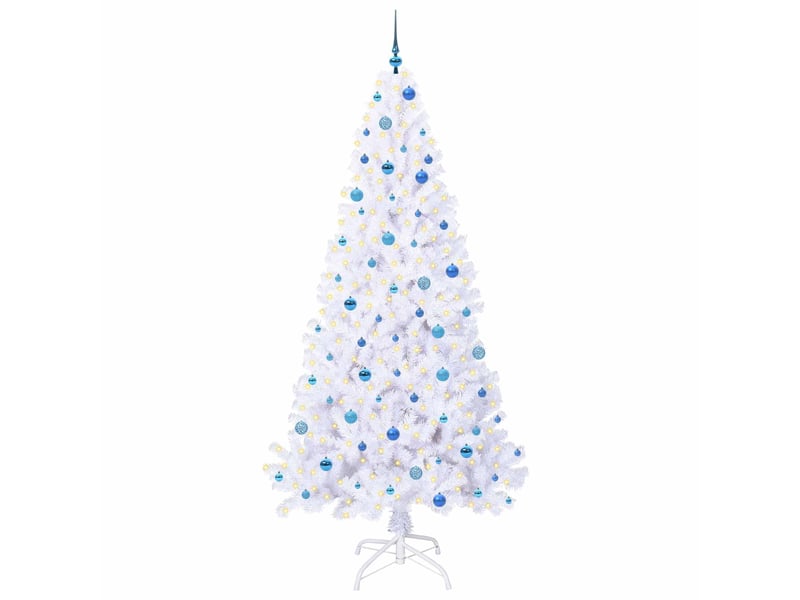  Sapin de noël - arbre de noël artificiel avec 300 led blanc 240 cm pvc et acier  - Conforama C