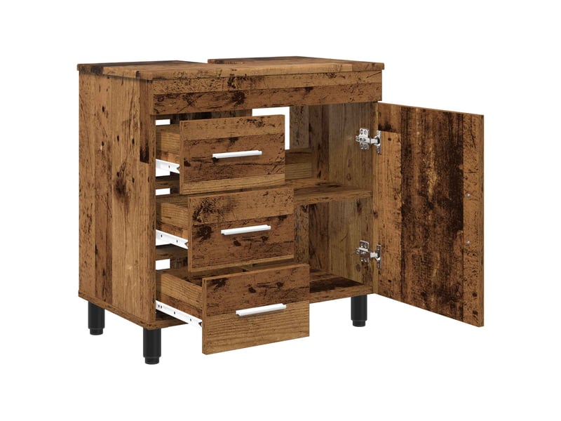  Unité de vanité de salle de bain, meuble de rangement bois ancien 60x35x60 cm shl453  - Conforama D