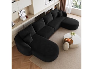 Canapé d’angle u,336x168x85 cm,6 places sans montage,chenille,noir