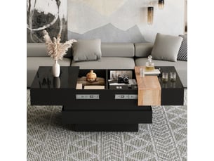 Table basse carré(e) coloris noir <strong>KORFEE</strong> <strong></strong> - 70 cmx70 cm