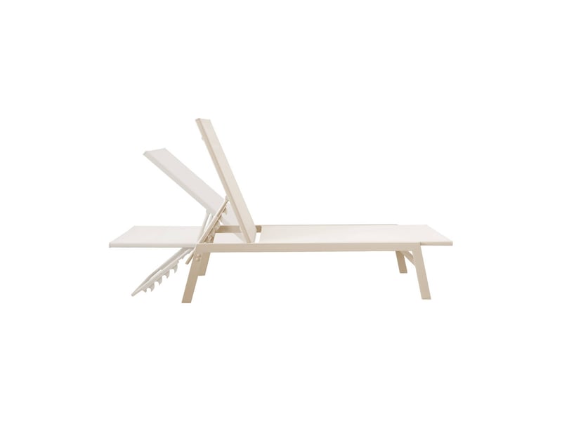 Lot de 2 transats beige. 5 positions. En textilène et métal. Flora.  l155 x p59 x h106cm  - Conforama F