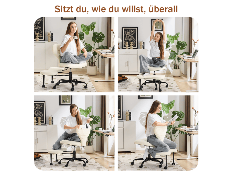  Chaise de bureau avec repose-pieds 67x80x84 cm, sans accoudoirs, blanc  - Conforama C