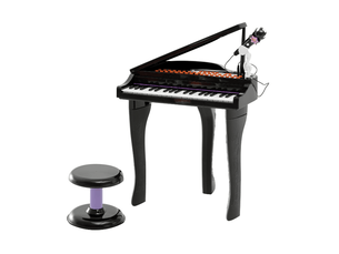 Piano électronique enfant 37 touches 48x39x69 cm – noir – tabouret, microphone, led et enregistrement