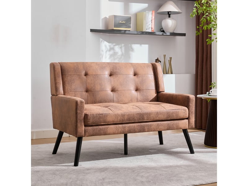  Banquette 2 places en lin l119 cm, pieds bois massif antidérapants, coussin mousse haute densité  - Conforama R