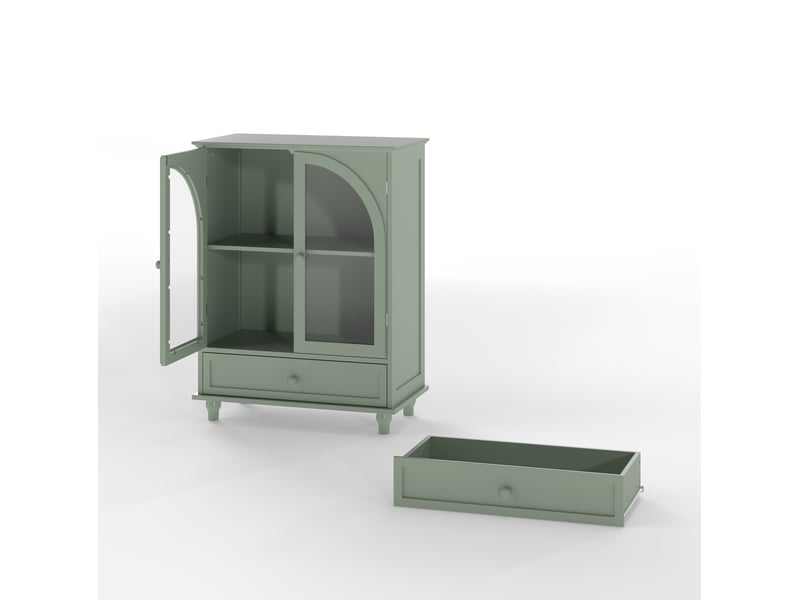 Buffet vitré 2 portes avec tiroir 71x38x93.5 cm mdf vert menthe - Conforama D