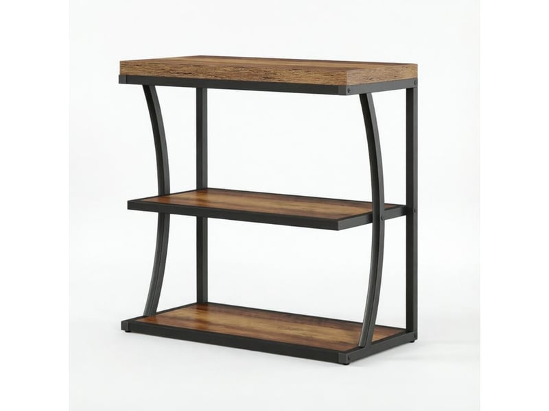  Table d'appoint 3 niveaux en mdf et métal coloris noir et marron 60x30x61 cm T5828P582968 - Conforama A