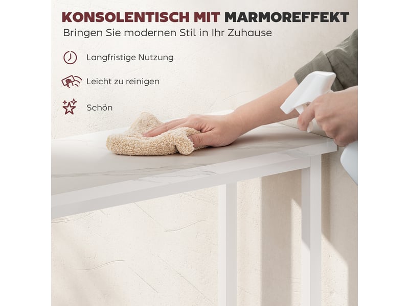  Table console avec pieds réglables métal et panneau blanc 75x24x76 cm  - Conforama D