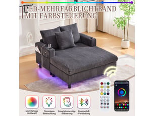 Chaise longue, fauteuil lounge : port usb, éclairage led, porte-gobelets